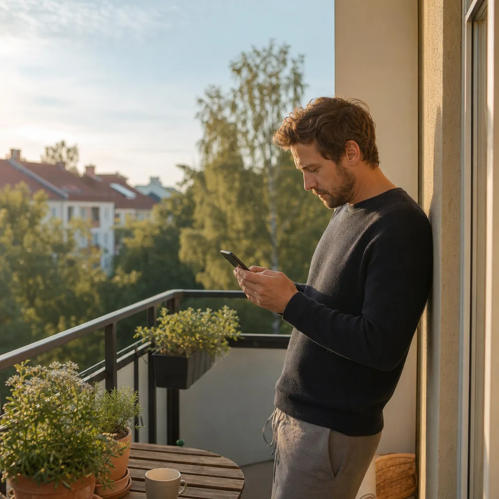 Två mobiltelefoner sida vid sida som visar mottagning i stad respektive på landsbygd