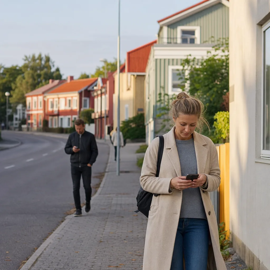 Mobilmaster mot en svensk himmel som symboliserar de fyra mobilnäten i Sverige